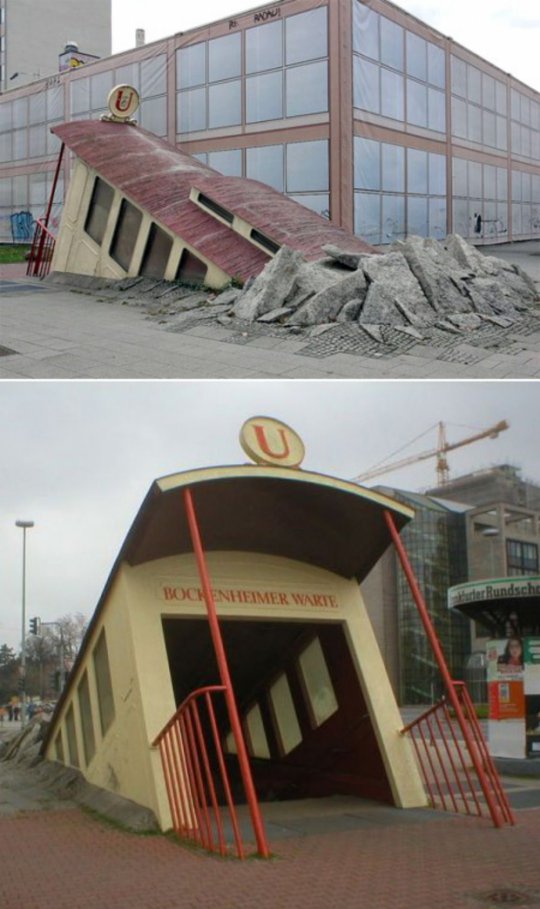 Entrance to the Bockenheimer Warte Subway Station in Frankfurt,  Germany Read more at http://www.odde