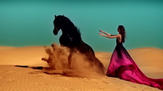 ძალიან ლამაზი ვიდეო - ქალი და ცხენი უდაბნოში